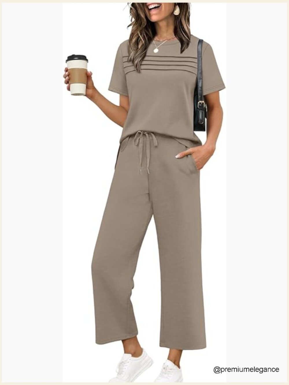 Two Piece Lounge Set - Short Sleeve Top & Wide Leg Pants S-3XL